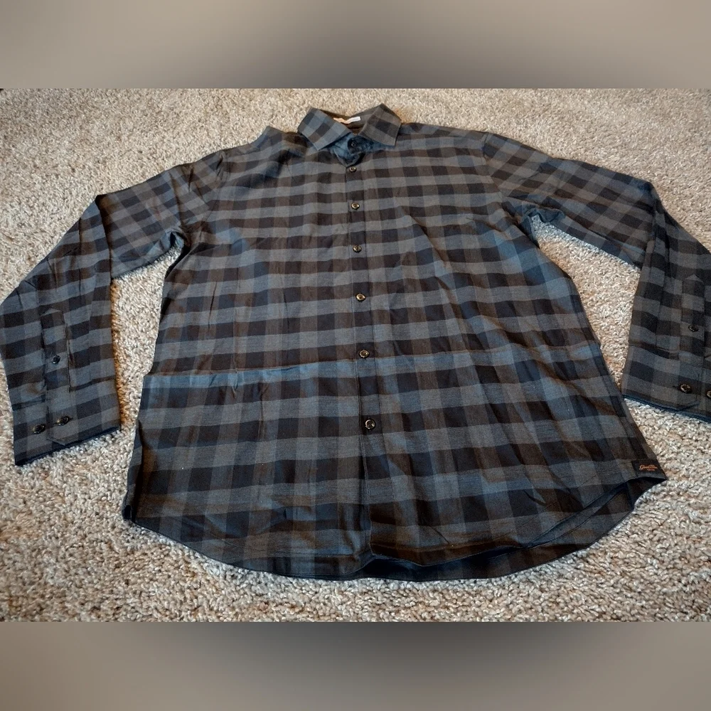 Good Man Brand Dark Checkered Button Down Shirt NWOT - Picture 7 of 10